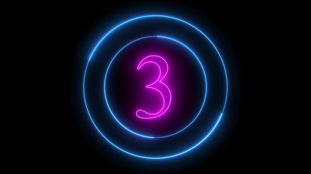 Glowing numeric symbol inside circular abstract frame. Digital number four composition with light ring elements. Countdown style visual for modern screen and media use.