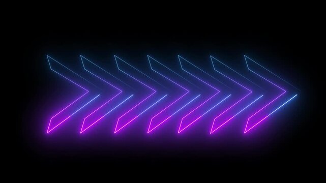 Gradient arrow sequence pointing right in abstract flow. Directional arrow pattern for movement and transition concept. Digital navigation element for modern screen design.