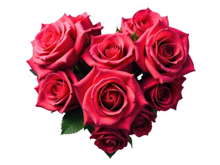 Obraz premium A bouquet of red roses arranged in a heart shape, perfect for romantic occasions or Valentine's Day