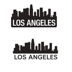 Fototapeta premium Los Angeles skyline silhouette design with repeated city name branding