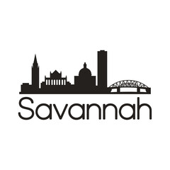 Savannah skyline silhouette with prominent architecture and the iconic talmadge bridge