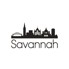 Obraz premium Savannah skyline silhouette with iconic bridges and buildings design illustration