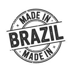 Vintage style made in brazil stamp with bold text and circular design