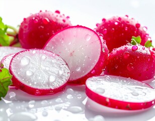 Fresh radish slices close up