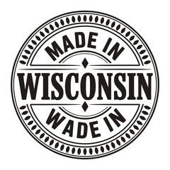 Fototapeta premium Circular badge displaying made in Wisconsin text within a double circular border