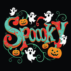 Spooky Halloween Typography T-shirt Design