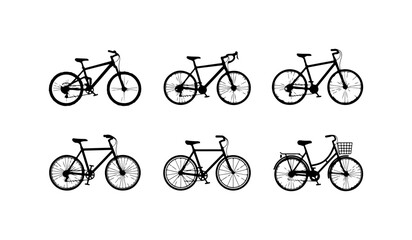Obraz premium Collection of Six Bike Silhouettes