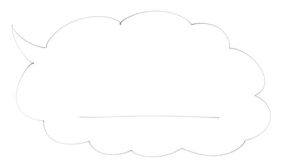 細いマーカーペンで書かれた、おしゃれでかわいい雲の形をした手書きのふきだし、フレーム