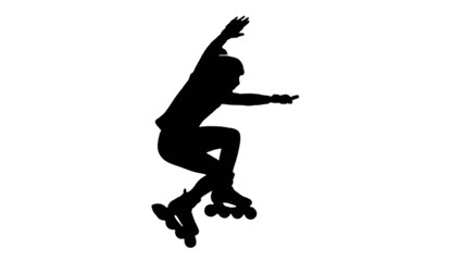 Obraz premium Dynamic silhouette of a person rollerblading with arms outstretched