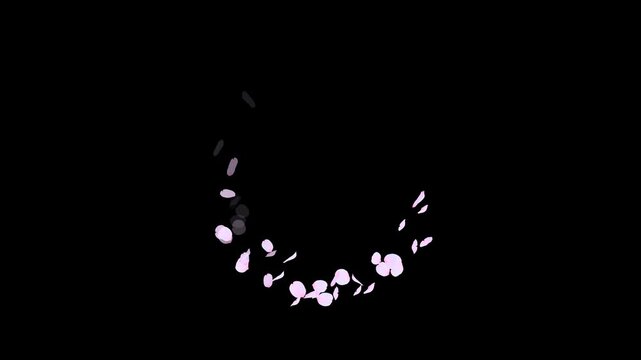 円を描く舞う桜の花びらと流れ星のパーティクル、1周から4周の4種類　アルファチャンネル