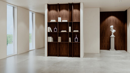 Naklejka premium Large luxury modern bright interiors Living room mockup illustration 3D rendering image