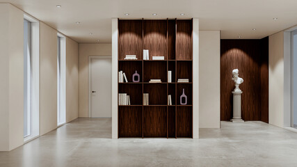 Naklejka premium Large luxury modern bright interiors Living room mockup illustration 3D rendering image