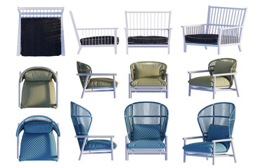 3D render of an armchair on a transparent background