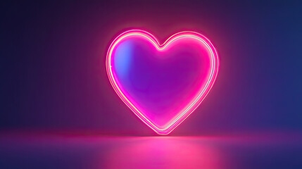 Neon style heart icon with a soft glow modern digital aesthetic romantic love symbol on transparent background
