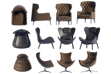 3D render of an armchair on a transparent background