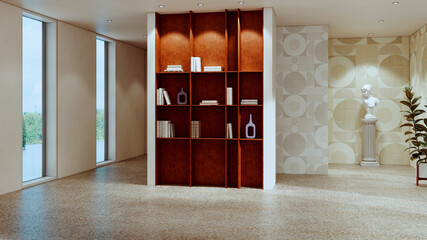 Naklejka premium Large luxury modern bright interiors Living room mockup illustration 3D rendering image