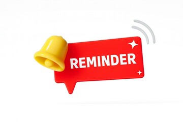 Reminder notification with yellow bell and red speech bubble