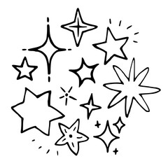 Obraz premium star doodle illustrations stars icon set vector