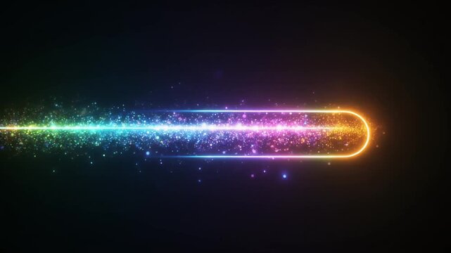 Colorful loading bar glowing neon progress particle trail conveying anticipation with digital abstract waiting status bar