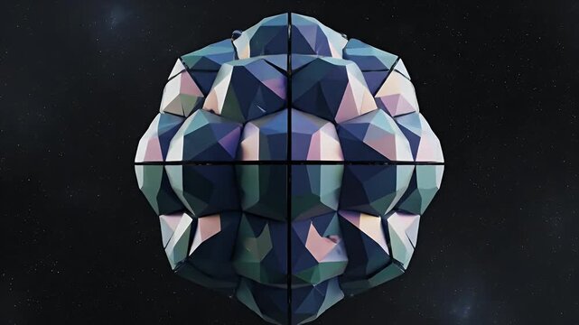 Abstract geometric shapes floating in space, modern digital art.