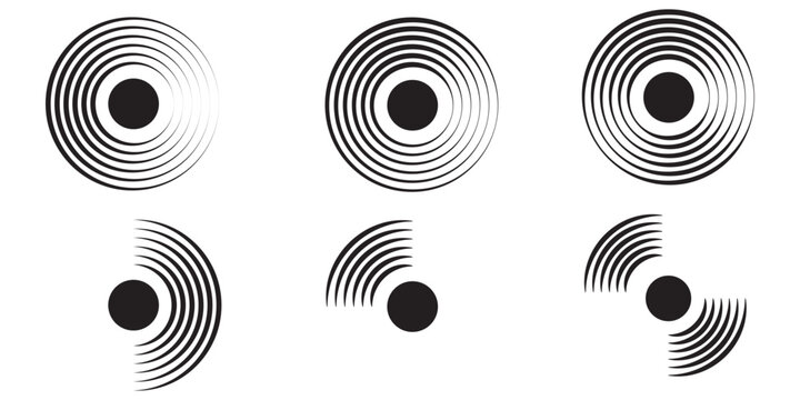 Radial lines pulse from center creating dynamic echo effect with circular patterns, perfect for audio visualization, signal graphics, and geometric wave compositions