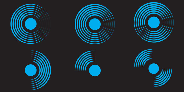 Radial lines pulse from center creating dynamic echo effect with circular patterns, perfect for audio visualization, signal graphics, and geometric wave compositions