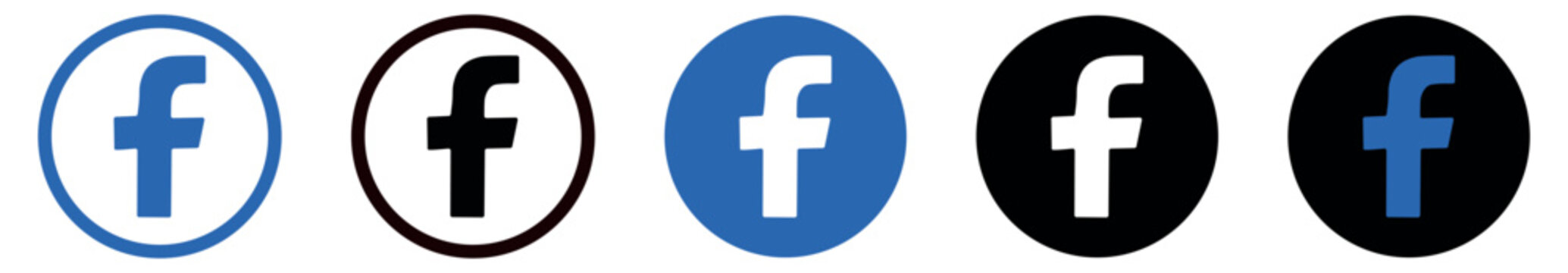 Facebook Circle Logo Variations Flat Social Media Icon Set