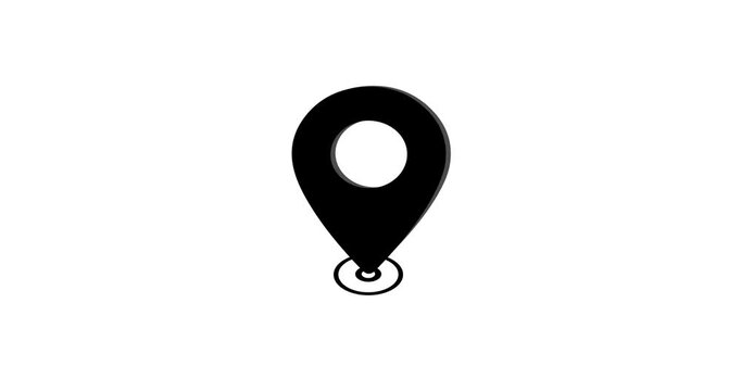 Animated location pin on transparent background. GPS location pointer animated icon. map, and travel planning featuring marker pins