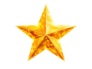  illustration of a bright, golden-yellow star with sharp, faceted edges, set against a pure white background