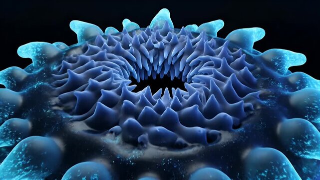 Stunning Close-Up of a Bioluminescent Sea Anemone in the Deep Ocean.