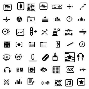 Music DAW Production Tools Rounded Accessibility Style B Icons Vector
