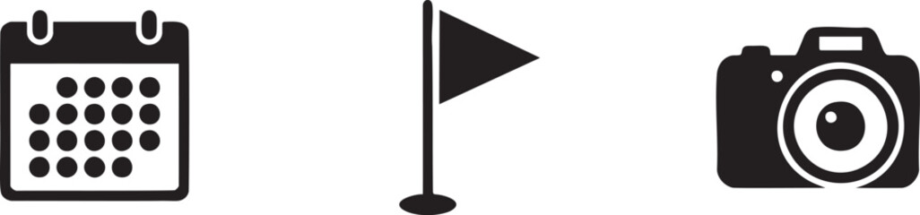 Calendar and Camera Icons Set Event Photo