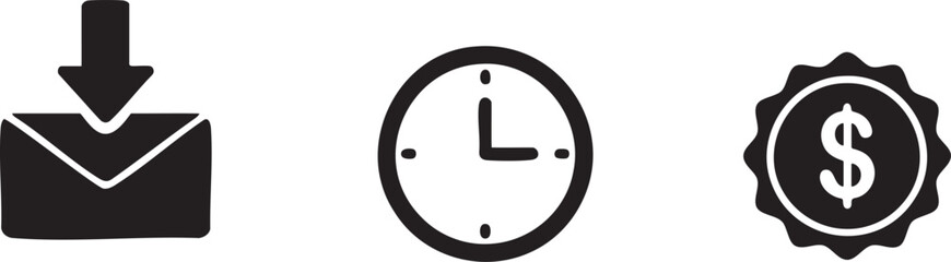 Business Transactions Inbox Download Clock and Price Seal