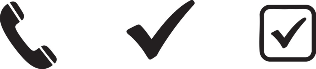Call and Approval Icons Set Phone Check