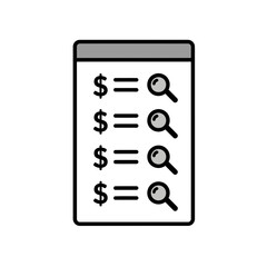 Financial Document Analysis with Magnifying Glass Icon on Spreadsheet