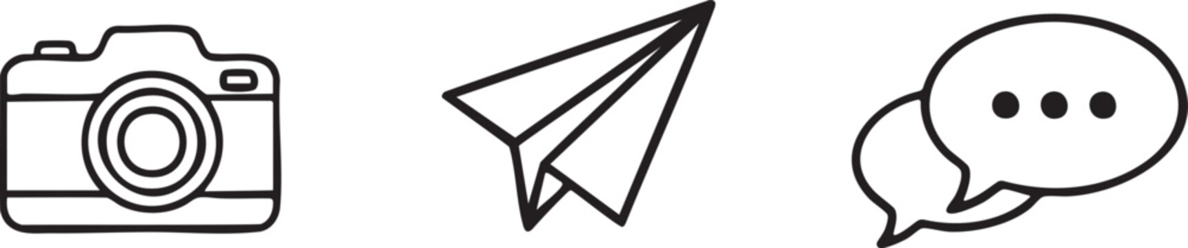 Camera and Message Icons Set Photo Chat