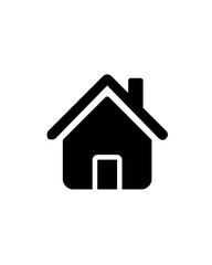 Obraz premium Black house icon silhouette isolated on white background, representing home, housing, real estate, and residential concepts.