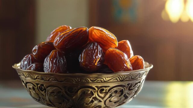 Footage A bowl of fresh dates sitting on a table, ready to be enjoyed