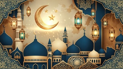 Ramadhan islamic background with mosque decoration
