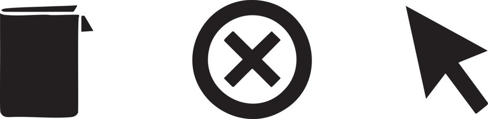 Obraz premium Delete and Selection Icons Set Trash Cursor Close