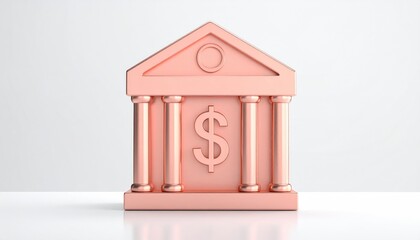An emblem of a bank building with a dollar symbol, symbolizing finance and investment