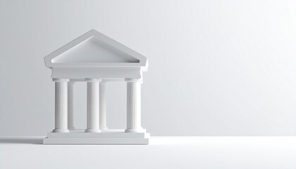 A minimalistic representation of a classical building with pillars and a triangular pediment, symbolizing architecture and structure.