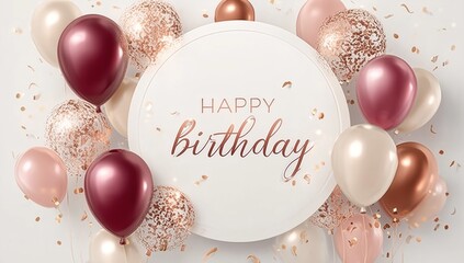 Elegant Birthday Celebration with Metallic Balloons and Confetti