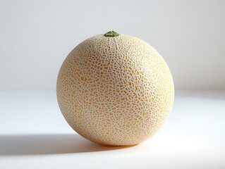 Whole cantaloupe melon fresh ripe isolated on white background