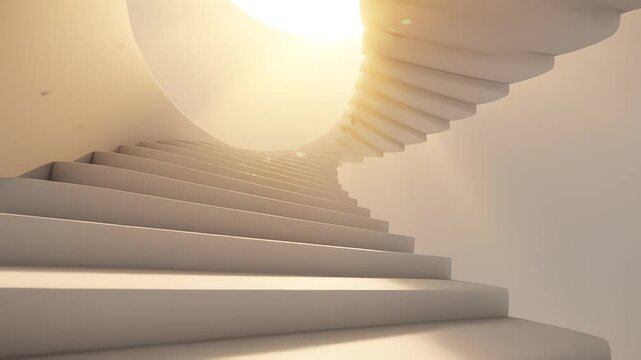 Abstract Spiral Staircase Ascending Towards Light Animation Loop