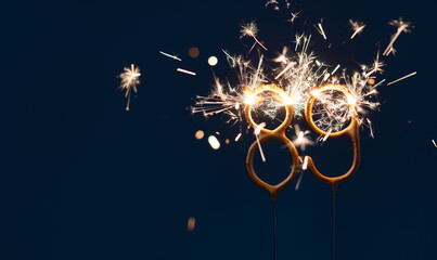 89 years anniversary celebration festive background made with Bengal fires in the form of number Eighty nine.