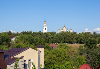 A picturesque view of the Assumption Cathedral from the observation deck. Vladimir, Russia