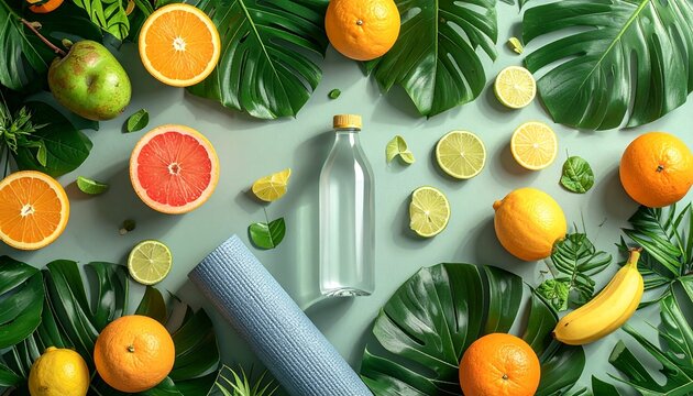 Vibrant Fruits and Refreshing Water - A Healthy Lifestyle Still Life.