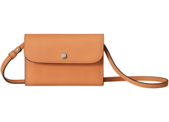 Minimalist Tan Leather Crossbody Wallet Bag