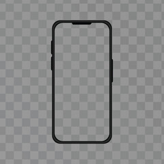 Modern Smartphone Mockup, Blank Screen, Isolated on Transparent Background